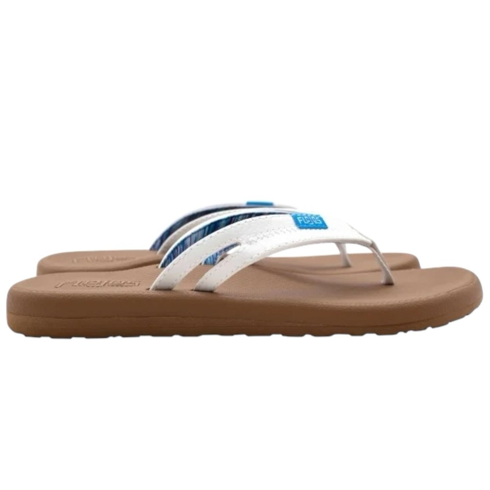 Flojos Women's White Blue Striped Flip Flops Sandals Size 10